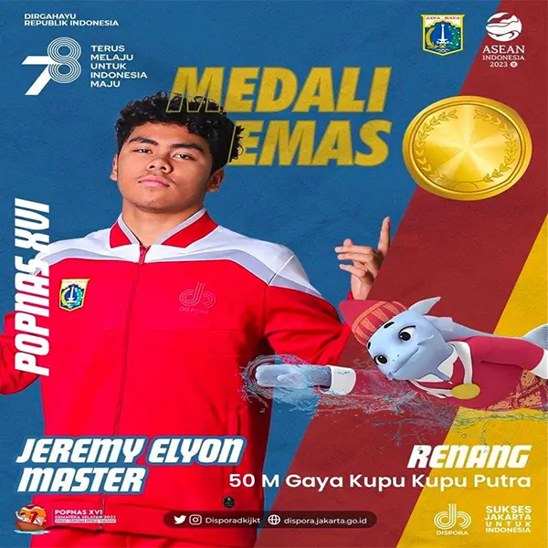 Jeremy Eylon Gaya Kupu-kupu Medali Emas